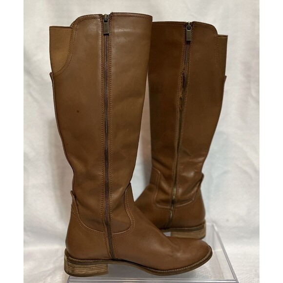 NEW Michael Kors Dora MK Knee High Leather Riding Boots Women 8.5 Brown*READ* - Picture 2 of 11